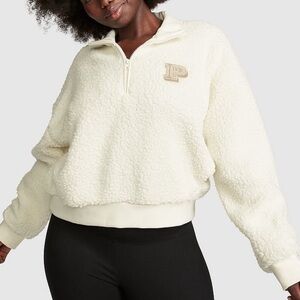 NWT Victoria’s Secret PINK Cozy Fleece Half-Zip Pullover, XXL